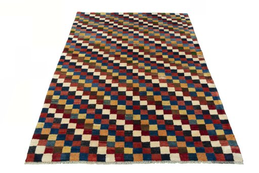 Surface texture of New Persian Gabbeh rug with natural Wool and intricate pattern