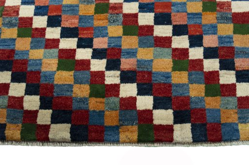 Central medallion detail of New Persian Gabbeh rug from Iran / Persia