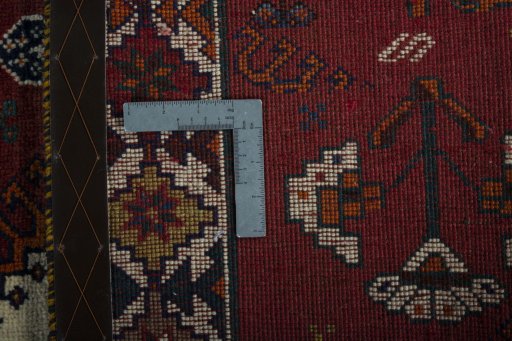 Close-up detail of 2000s Persian Gabbeh rug from Iran / Persia showing Wool weave