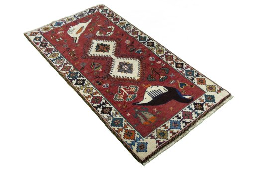 Close-up detail of 2000s Persian Gabbeh rug from Iran / Persia showing Wool weave
