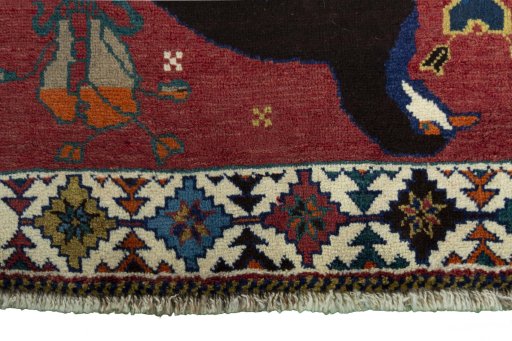 Central medallion detail of 2000s Persian Gabbeh rug from Iran / Persia