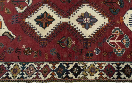 Close-up detail of 2000s Persian Gabbeh rug from Iran / Persia showing Wool weave