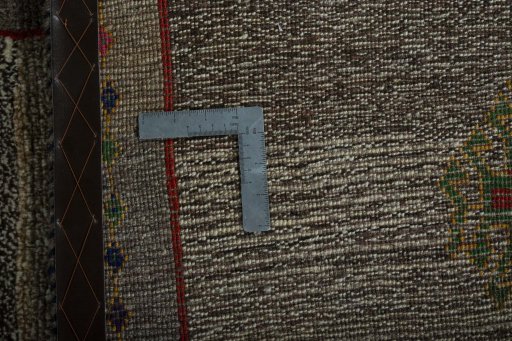 Close-up detail of 2000s Persian Gabbeh rug from Iran / Persia showing Wool weave