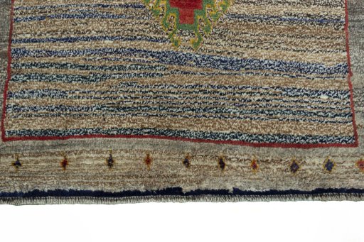 Central medallion detail of 2000s Persian Gabbeh rug from Iran / Persia