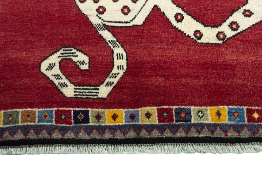 Central medallion detail of 2000s Persian Gabbeh rug from Iran / Persia