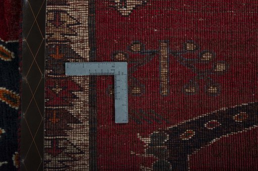 Close-up detail of 2000s Persian Gabbeh rug from Iran / Persia showing Wool weave