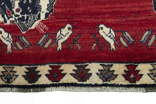 Central medallion detail of 2000s Persian Gabbeh rug from Iran / Persia