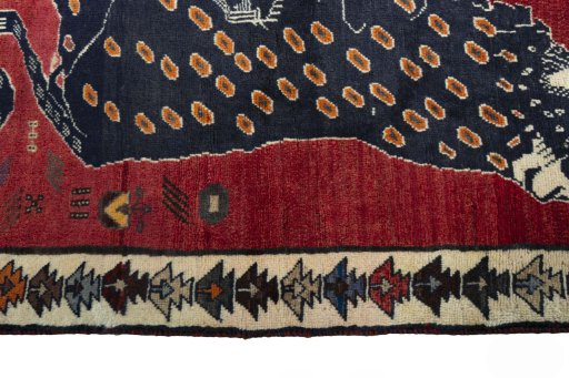Close-up detail of 2000s Persian Gabbeh rug from Iran / Persia showing Wool weave