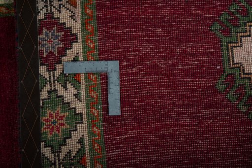 Close-up detail of 2000s Persian Gabbeh rug from Iran / Persia showing Wool weave