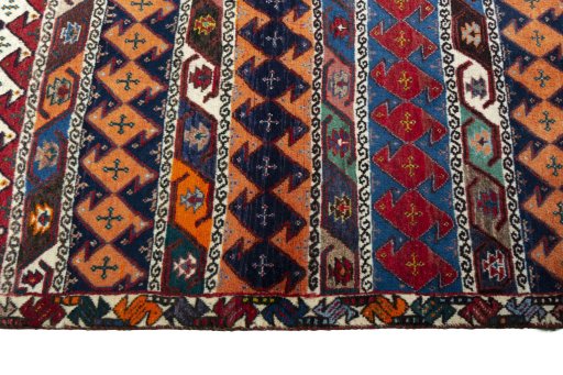 Close-up detail of 2000s Persian Gabbeh rug from Iran / Persia showing Wool weave