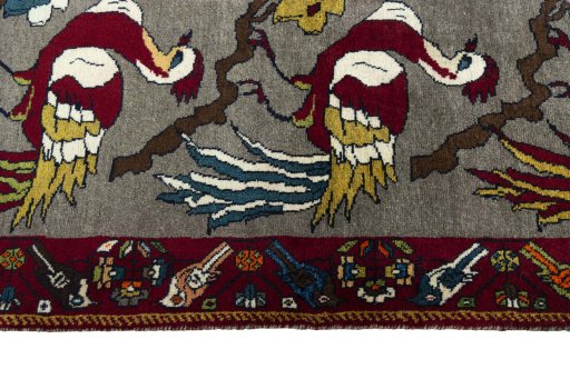 Close-up detail of 2000s Persian Gabbeh rug from Iran / Persia showing Wool weave