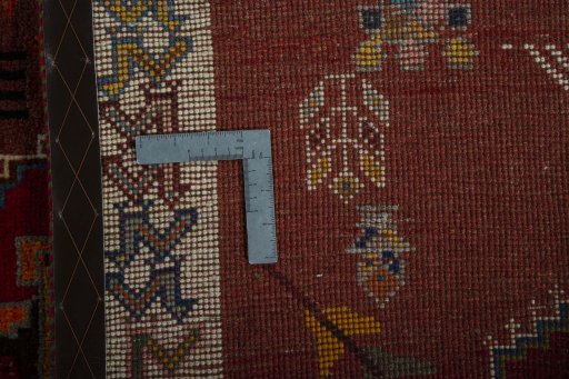 Close-up detail of 2000s Persian Gabbeh rug from Iran / Persia showing Wool weave