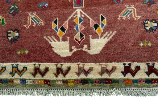 Central medallion detail of 2000s Persian Gabbeh rug from Iran / Persia