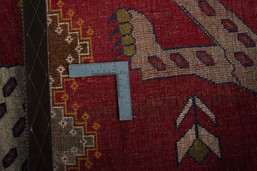 Close-up detail of 2000s Persian Gabbeh rug from Iran / Persia showing Wool weave
