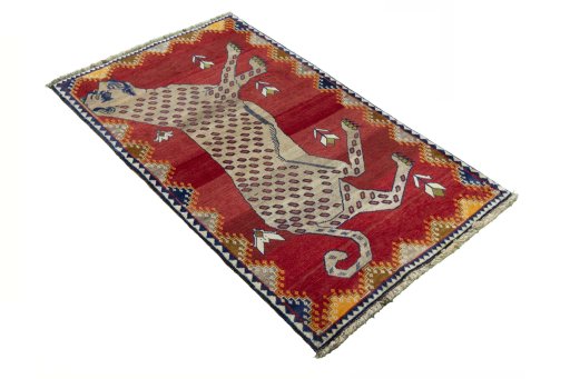Close-up detail of 2000s Persian Gabbeh rug from Iran / Persia showing Wool weave