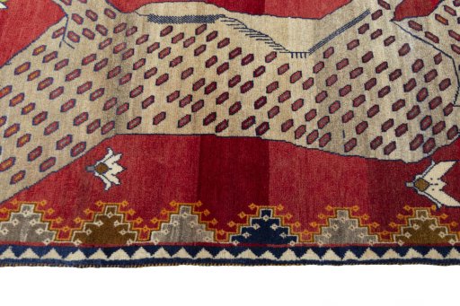 Close-up detail of 2000s Persian Gabbeh rug from Iran / Persia showing Wool weave