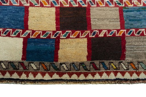 Central medallion detail of 2000s Persian Gabbeh rug from Iran / Persia