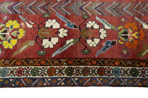 Close-up detail of 1970s Persian Gabbeh rug from Iran / Persia showing Wool weave