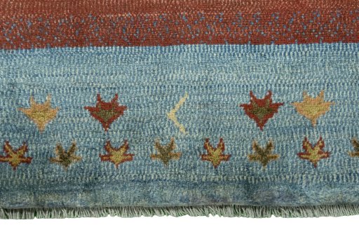 Central medallion detail of 2000s Persian Gabbeh rug from Iran / Persia