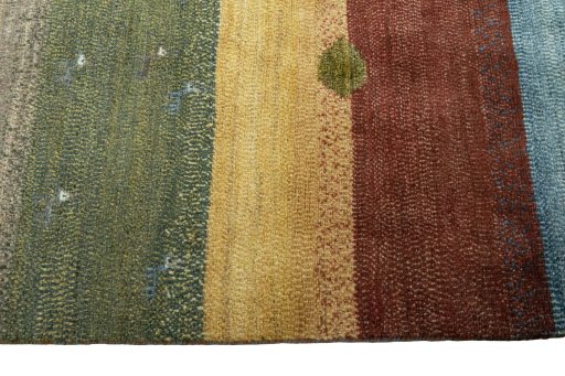 Close-up detail of 2000s Persian Gabbeh rug from Iran / Persia showing Wool weave