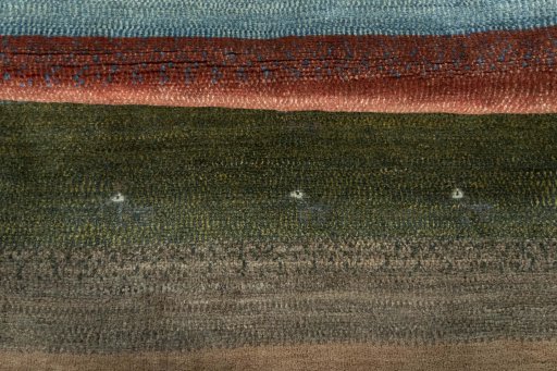 Full view of 2000s Persian Gabbeh rug from Iran / Persia, 135 × 94 cm in Multi Color tones