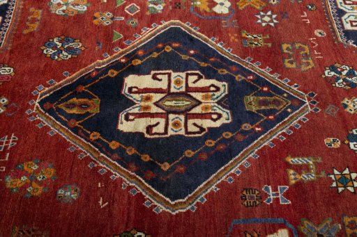 Central medallion detail of 2000s Persian Gabbeh rug from Iran / Persia
