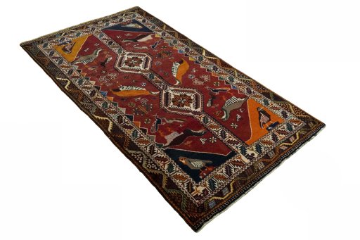 Close-up detail of 2000s Persian Gabbeh rug from Iran / Persia showing Wool weave