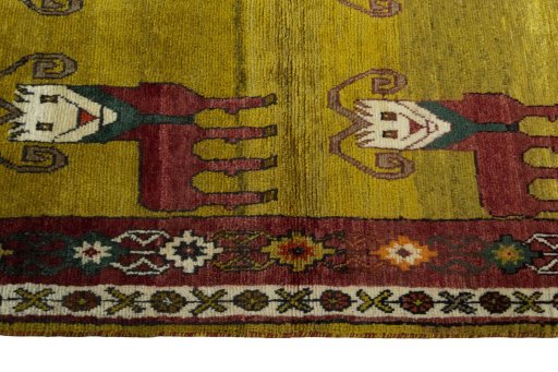 Close-up detail of 2000s Persian Gabbeh rug from Iran / Persia showing Wool weave