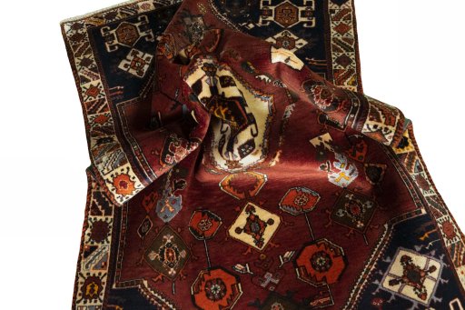 Close-up detail of 2000s Persian Gabbeh rug from Iran / Persia showing Wool weave