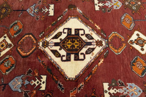 Central medallion detail of 2000s Persian Gabbeh rug from Iran / Persia