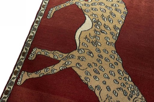 Backside of handmade 2000s Persian Gabbeh rug showing knot structure and weave density