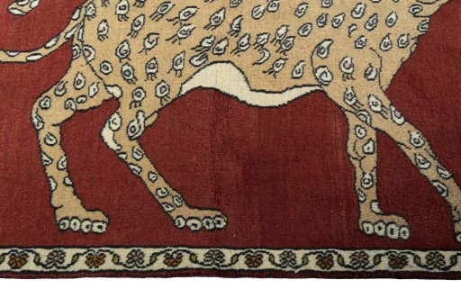 Close-up detail of 2000s Persian Gabbeh rug from Iran / Persia showing Wool weave