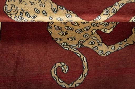 Full view of 2000s Persian Gabbeh rug from Iran / Persia, 142 × 104 cm in Red tones