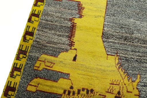 Backside of handmade 2000s Persian Gabbeh rug showing knot structure and weave density