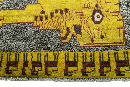 Central medallion detail of 2000s Persian Gabbeh rug from Iran / Persia