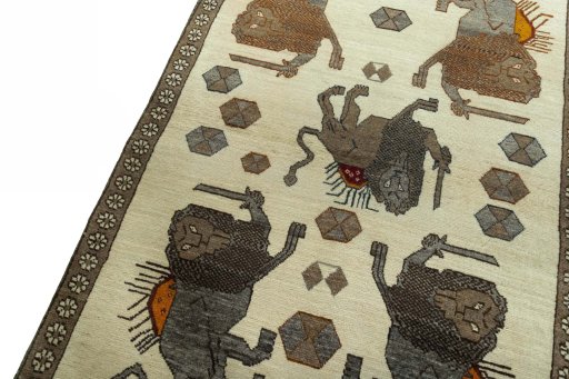 Backside of handmade 2000s Persian Gabbeh rug showing knot structure and weave density