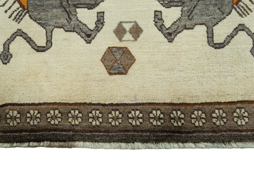 Central medallion detail of 2000s Persian Gabbeh rug from Iran / Persia