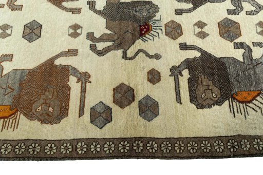 Close-up detail of 2000s Persian Gabbeh rug from Iran / Persia showing Wool weave