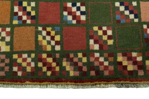 Central medallion detail of 2000s Persian Gabbeh rug from Iran / Persia