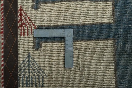 Close-up detail of 2000s Persian Gabbeh rug from Iran / Persia showing Wool weave