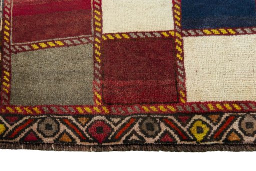 Central medallion detail of 2000s Persian Gabbeh rug from Iran / Persia