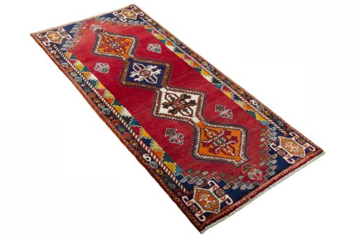 Close-up detail of 2000s Persian Gabbeh rug from Iran / Persia showing Wool weave
