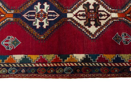Close-up detail of 2000s Persian Gabbeh rug from Iran / Persia showing Wool weave