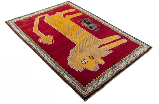 Close-up detail of 2000s Persian Gabbeh rug from Iran / Persia showing Wool weave