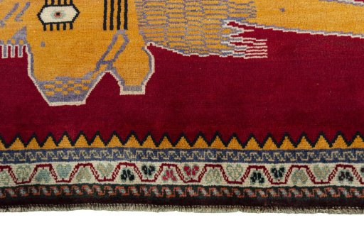 Central medallion detail of 2000s Persian Gabbeh rug from Iran / Persia