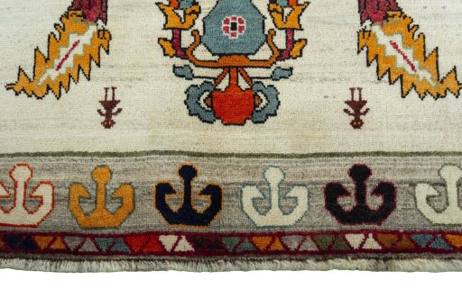 Central medallion detail of 2000s Persian Gabbeh rug from Iran / Persia