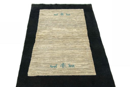 Surface texture of New Persian Gabbeh rug with natural Wool and intricate pattern