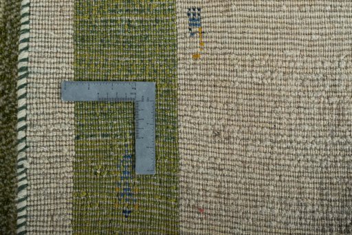 Close-up detail of New Persian Gabbeh rug from Iran / Persia showing Wool weave
