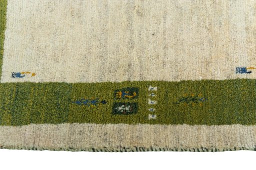 Close-up detail of New Persian Gabbeh rug from Iran / Persia showing Wool weave