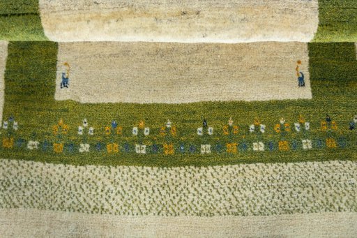 Full view of New Persian Gabbeh rug from Iran / Persia, 128 × 91 cm in Beige tones